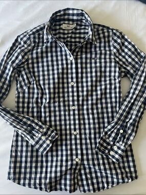 Vineyard Vines Women’s Navy and White Gingham Button-Down Shirt